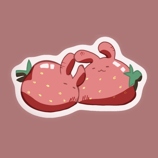 Strawbunny Snuggle Sticker